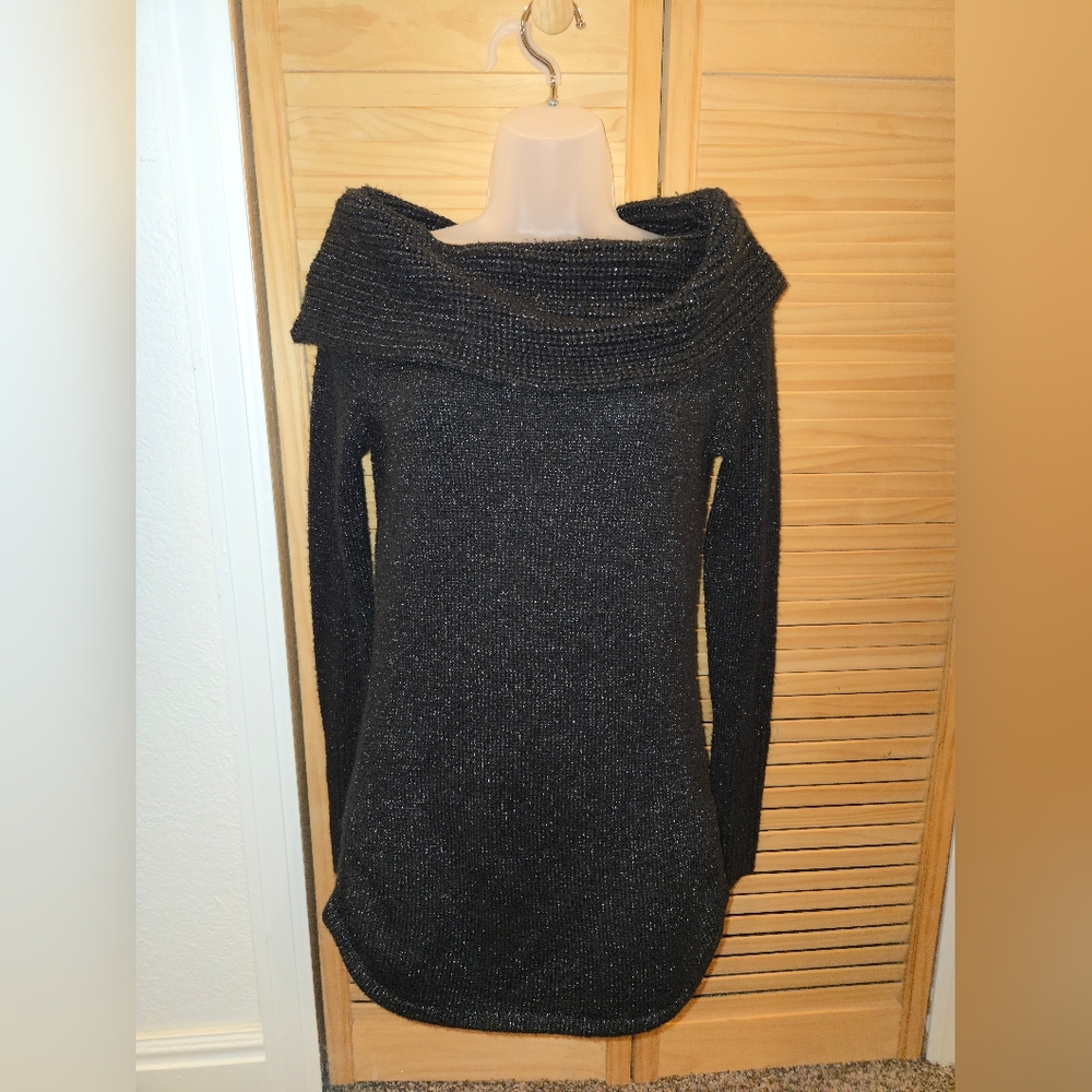 bebe Black Off-the-Shoulder Sweater